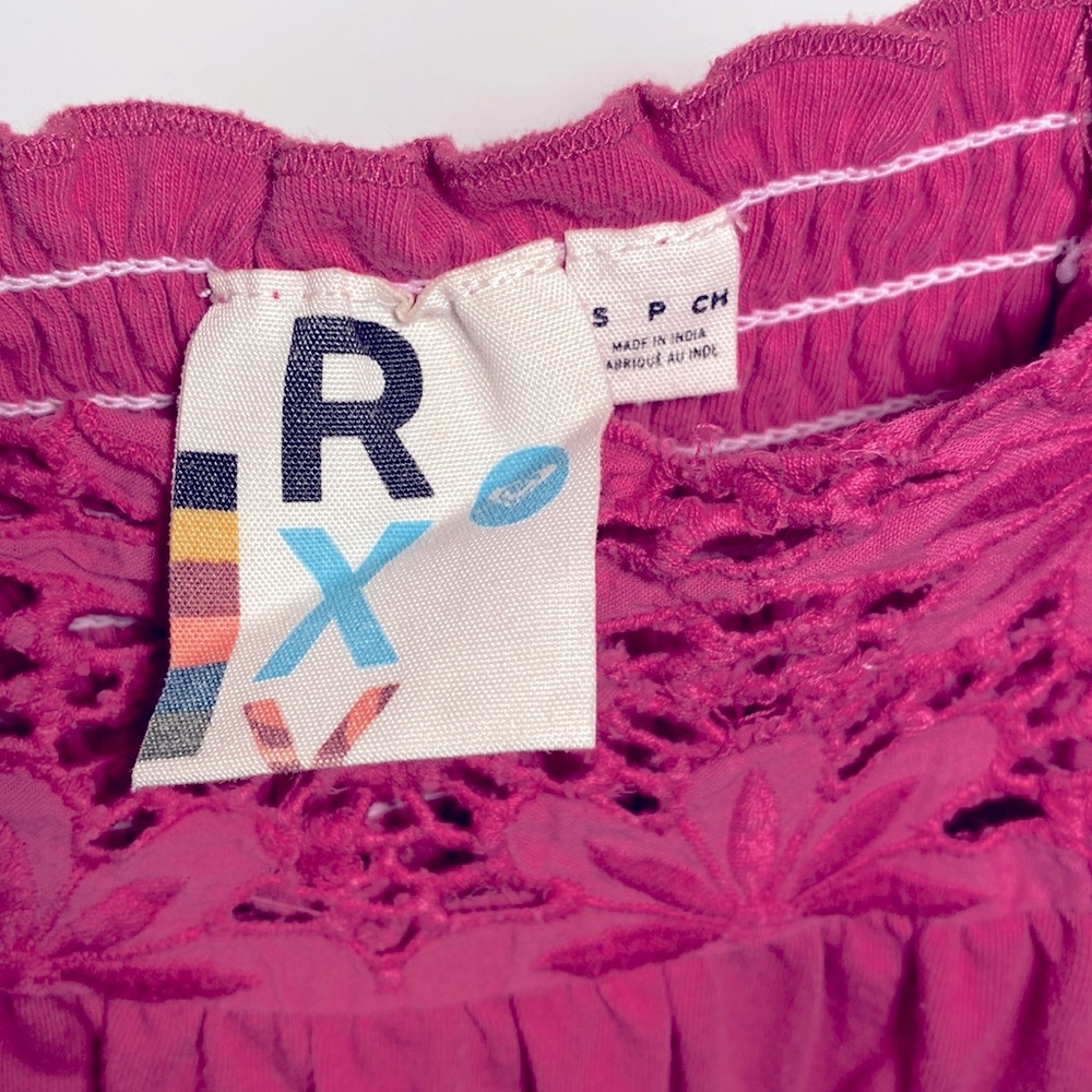 ROXY Spaghetti Strap Baby Doll Corton Dress, magenta, size small. - Picture 3 of 3